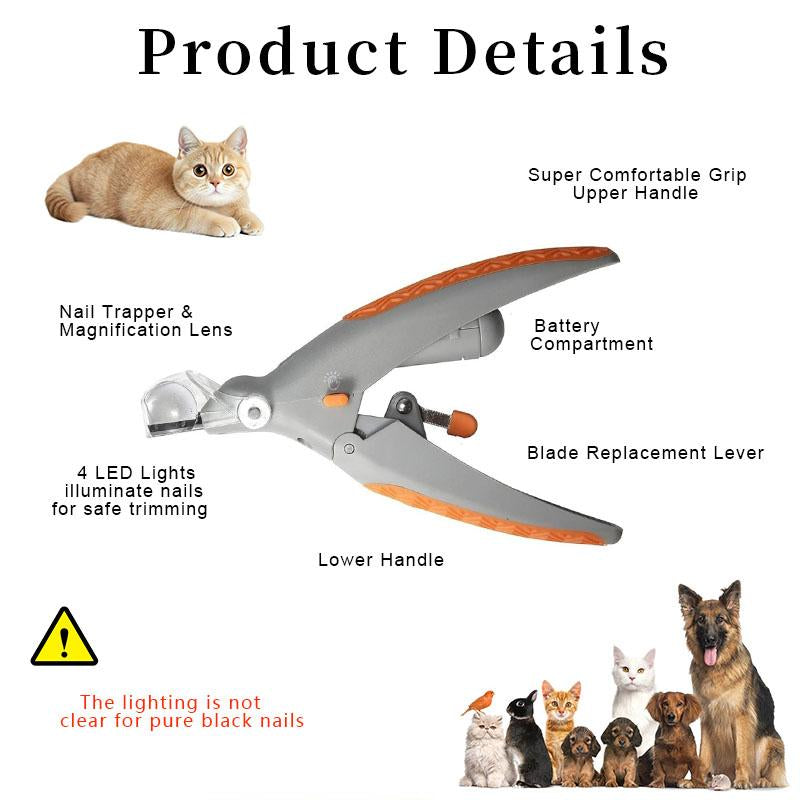 Illuminate Your Pet's Grooming Routine with the LED Light Pet Nail Clipper - Perfect for Safe and Easy Nail Trimming for Cats and Dogs!