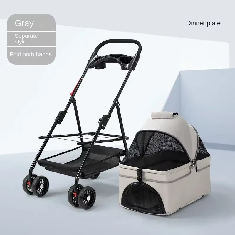 Pet Cart, Dog, Cat, Teddy Baby Stroller, Small Pet Cart, Lightweight and Foldable for Outdoor Travel