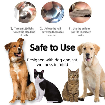 Illuminate Your Pet's Grooming Routine with the LED Light Pet Nail Clipper - Perfect for Safe and Easy Nail Trimming for Cats and Dogs!