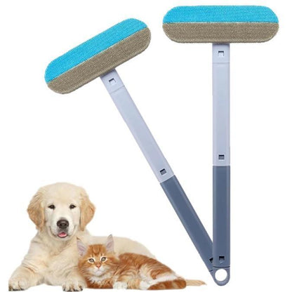 Better than Lint Rollers 4-In-1 Pet Hair Remover Tool with Extendable Handle 2 Scrapers & Hidden Brush for Furniture Carpet Car Windows Reusable Washable Pet Grooming Tool