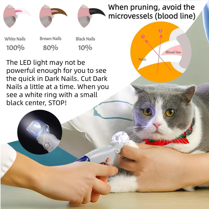 Illuminate Your Pet's Grooming Routine with the LED Light Pet Nail Clipper - Perfect for Safe and Easy Nail Trimming for Cats and Dogs!