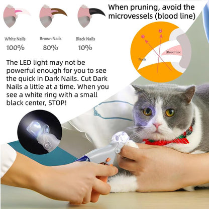 Illuminate Your Pet's Grooming Routine with the LED Light Pet Nail Clipper - Perfect for Safe and Easy Nail Trimming for Cats and Dogs!